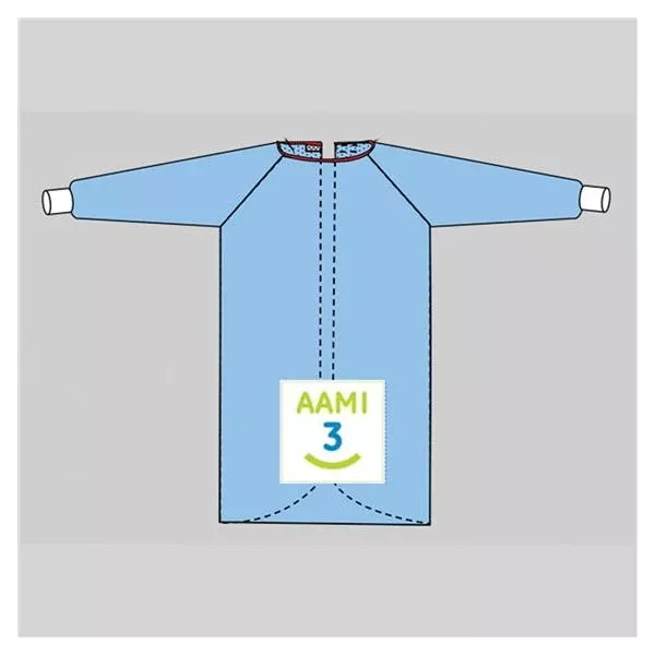 WelmedGown Surgical Large Blue Fly Poly Rnfrc AAMI Level 3 Strl LF Ea, 24 EA/CA (1231-135L)