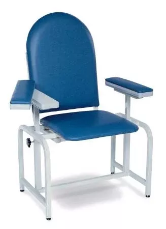 Winco Blood Drawing Chair Med Pro Double Fixed Armrests / Single Pivot Armrest Blue - M-511979-3184 | Each