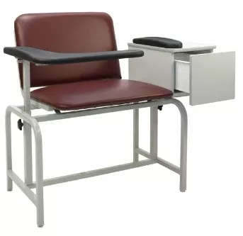 Winco Blood Drawing Chair with Drawer 574 XL Series Single Adjustable Flip Up Armrest Mauve - M-663559-4896 | Each