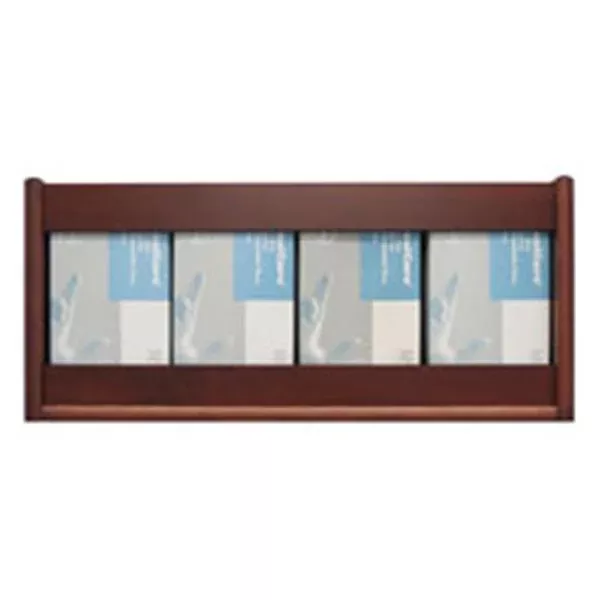 Wooden Mallet Glove Wall Rack 4-Pocket Wood Rectangle Dark Red Mahogany Ea