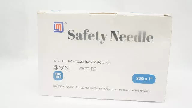 Yangzhou Medline N-2310 Safety Ndle 23G x 1inch - Box of 100