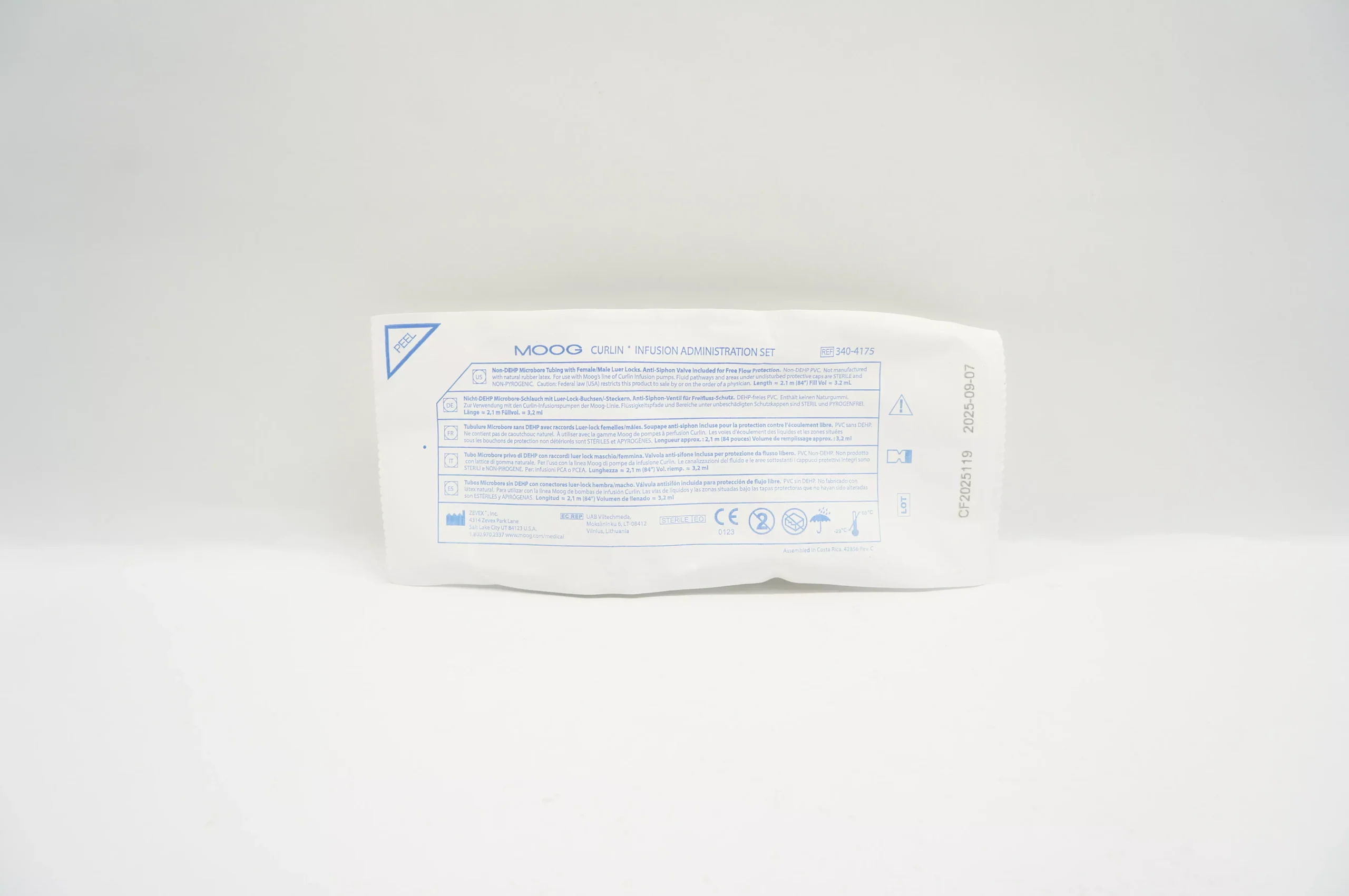 Zevex 340-4175 Moog Curlin Infusion Administration Set 84 inch x 3.2mL